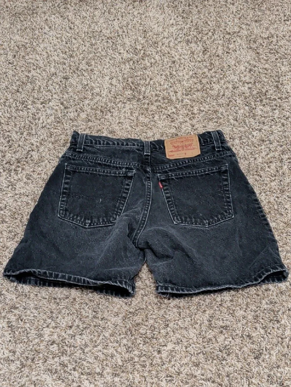 Levis 1994 vintage 550 relaxed fit black denim high rise long inseam shorts